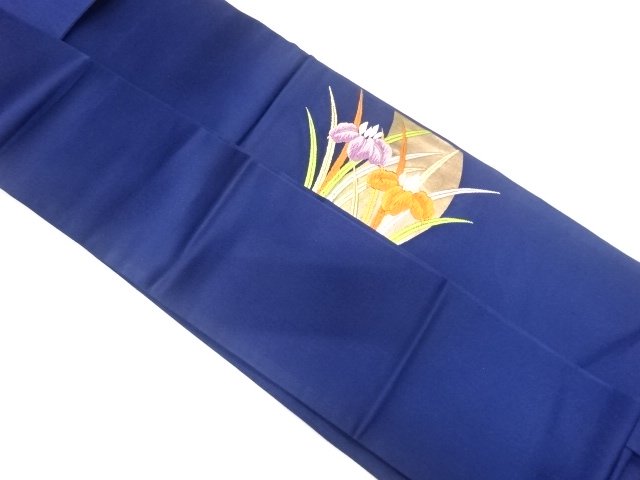  菖蒲に鴛鴦模様織り出し　名古屋帯